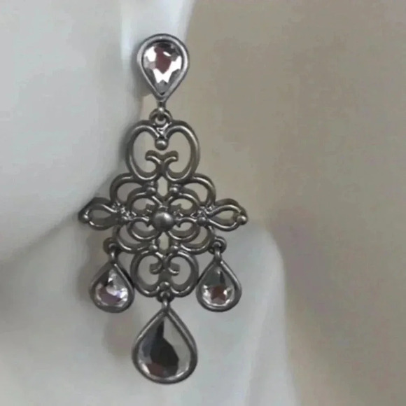 Lia Sophia Silver Ethereal Crystal Chandelier Earrings - Picture 3 of 5